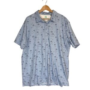 Three Sixty Six Golf Polo Mens XL Light Blue Palm Tree Flamingo Performance
